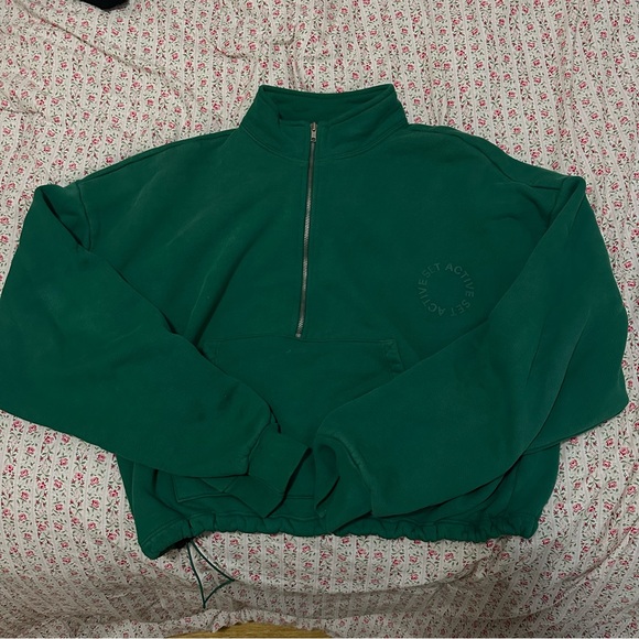 SET Active Tops - SET Active Palm Green Half-Zip Pullover